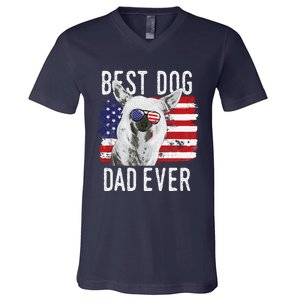 American Flag Best Dog Dad Ever Chinese Crested Usa V-Neck T-Shirt