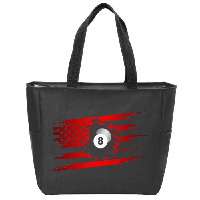 American Flag Billiards Apparel Billiards Zip Tote Bag