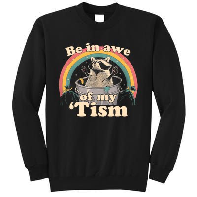 Autism Funny Be In Awe Of My Tism Meme Autistic Opossum Tall Sweatshirt