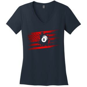 American Flag Billiards Apparel  Billiards Women's V-Neck T-Shirt