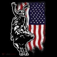 American Flag Bull Riding Cowboy 4th Of July Patriotic Rodeo Tall T-Shirt
