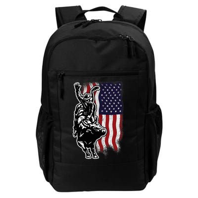 American Flag Bull Riding Cowboy 4th Of July Patriotic Rodeo Backpack