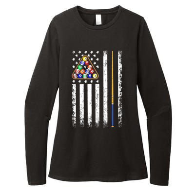 American Flag Billiard Vintage Pool Player Womens CVC Long Sleeve Shirt