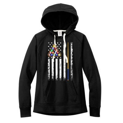 American Flag Billiard Vintage Pool Player Women's Fleece Hoodie