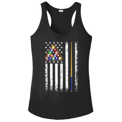 American Flag Billiard Vintage Pool Player Ladies PosiCharge Competitor Racerback Tank