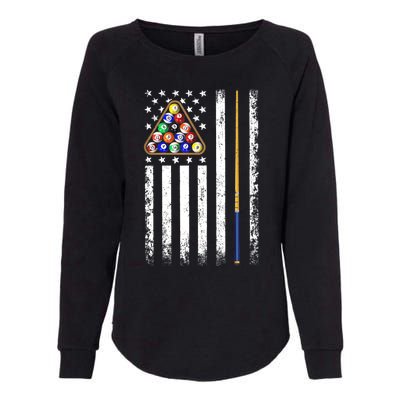 American Flag Billiard Vintage Pool Player Womens California Wash Sweatshirt