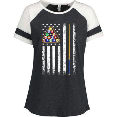 American Flag Billiard Vintage Pool Player Enza Ladies Jersey Colorblock Tee