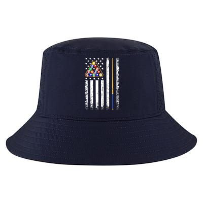 American Flag Billiard Vintage Pool Player Cool Comfort Performance Bucket Hat