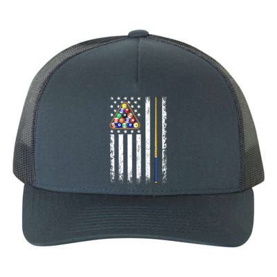 American Flag Billiard Vintage Pool Player Yupoong Adult 5-Panel Trucker Hat