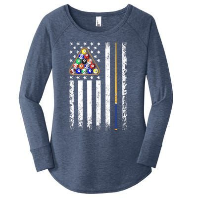 American Flag Billiard Vintage Pool Player Women's Perfect Tri Tunic Long Sleeve Shirt