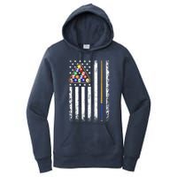 American Flag Billiard Vintage Pool Player Women's Pullover Hoodie