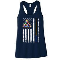 American Flag Billiard Vintage Pool Player Women's Racerback Tank