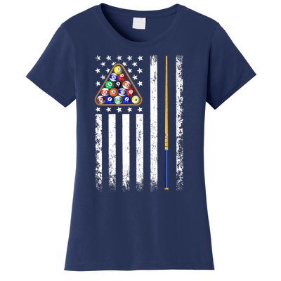 American Flag Billiard Vintage Pool Player Women's T-Shirt