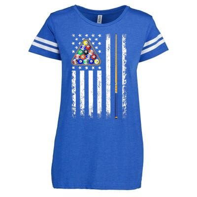 American Flag Billiard Vintage Pool Player Enza Ladies Jersey Football T-Shirt