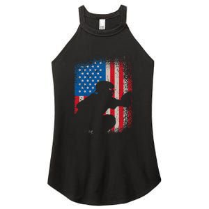 American flag baseball catcher design USA flag baseball Women’s Perfect Tri Rocker Tank