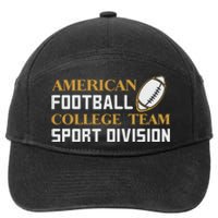 American Football College Team Sport Division 7-Panel Snapback Hat