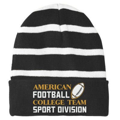 American Football College Team Sport Division Striped Beanie with Solid Band