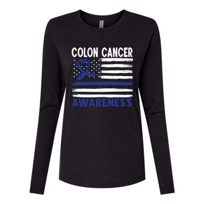 American Flag Colon Cancer Awareness Great Gift Womens Cotton Relaxed Long Sleeve T-Shirt