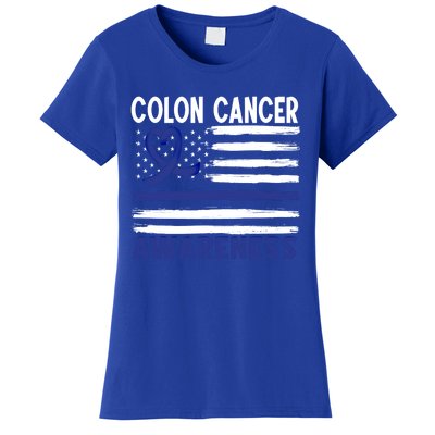 American Flag Colon Cancer Awareness Great Gift Women's T-Shirt