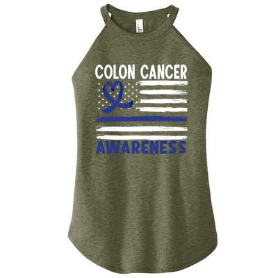 American Flag Colon Cancer Awareness Great Gift Women’s Perfect Tri Rocker Tank