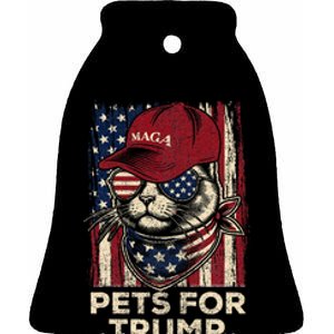 American Flag Cat Lives Matter Trump 2024 Maga Trump Cats Ceramic Bell Ornament