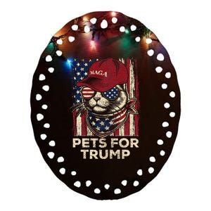 American Flag Cat Lives Matter Trump 2024 Maga Trump Cats Ceramic Oval Ornament