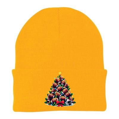 American Football Christmas Tree Lights Xmas Football Player Gift Knit Cap Winter Beanie