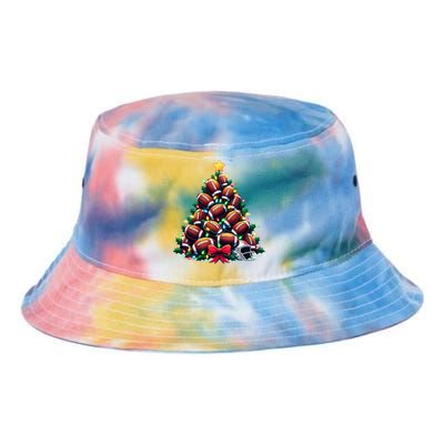 American Football Christmas Tree Lights Xmas Football Player Gift Tie Dye Newport Bucket Hat