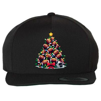 American Football Christmas Tree Lights Xmas Football Player Gift Wool Snapback Cap