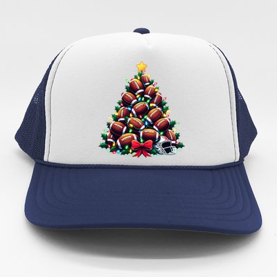 American Football Christmas Tree Lights Xmas Football Player Gift Trucker Hat