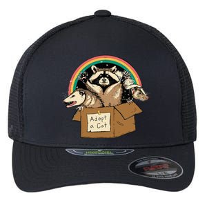 Adopt Forbidden Cats In Box Raccoon Skunks Possum Cat Lovers Flexfit Unipanel Trucker Cap