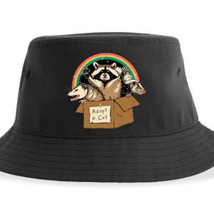 Adopt Forbidden Cats In Box Raccoon Skunks Possum Cat Lovers Sustainable Bucket Hat