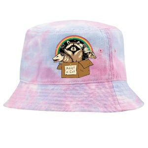 Adopt Forbidden Cats In Box Raccoon Skunks Possum Cat Lovers Tie-Dyed Bucket Hat