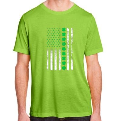 American Flag Clovers St Patricks Day Vintage Irish Shamrock Adult ChromaSoft Performance T-Shirt