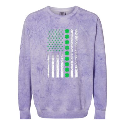 American Flag Clovers St Patricks Day Vintage Irish Shamrock Colorblast Crewneck Sweatshirt