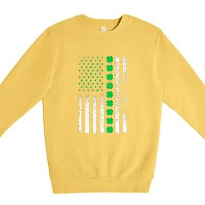 American Flag Clovers St Patricks Day Vintage Irish Shamrock Premium Crewneck Sweatshirt