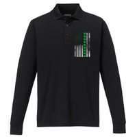 American Flag Clovers St Patricks Day Vintage Irish Shamrock Performance Long Sleeve Polo