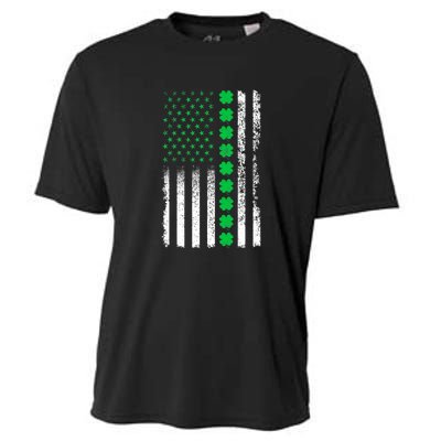 American Flag Clovers St Patricks Day Vintage Irish Shamrock Cooling Performance Crew T-Shirt