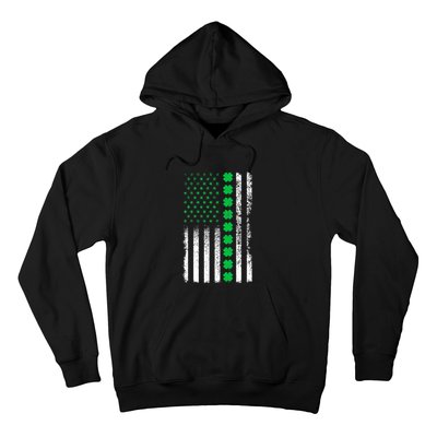 American Flag Clovers St Patricks Day Vintage Irish Shamrock Hoodie