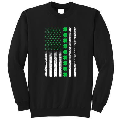 American Flag Clovers St Patricks Day Vintage Irish Shamrock Sweatshirt