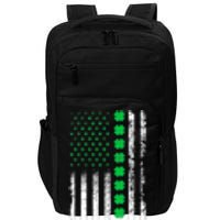 American Flag Clovers St Patricks Day Vintage Irish Shamrock Impact Tech Backpack