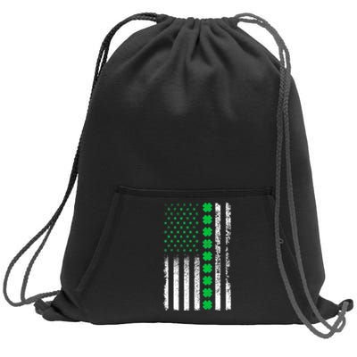 American Flag Clovers St Patricks Day Vintage Irish Shamrock Sweatshirt Cinch Pack Bag