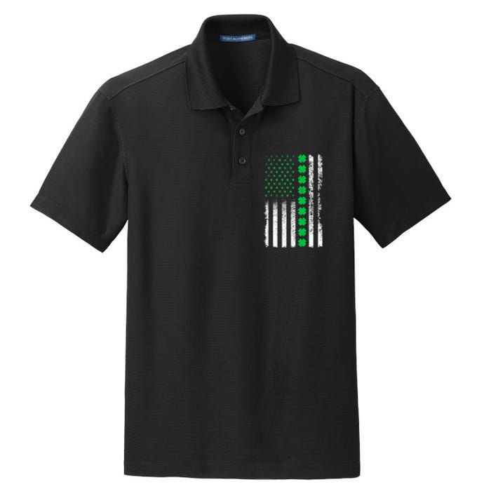 American Flag Clovers St Patricks Day Vintage Irish Shamrock Dry Zone Grid Polo