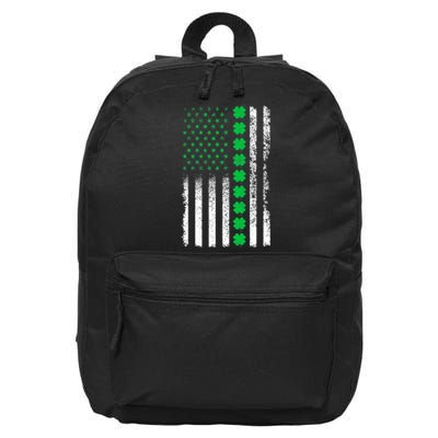 American Flag Clovers St Patricks Day Vintage Irish Shamrock 16 in Basic Backpack