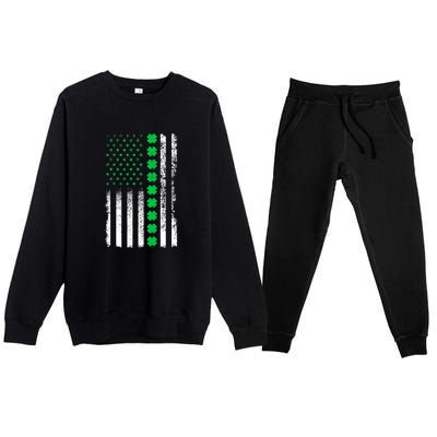 American Flag Clovers St Patricks Day Vintage Irish Shamrock Premium Crewneck Sweatsuit Set