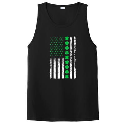 American Flag Clovers St Patricks Day Vintage Irish Shamrock PosiCharge Competitor Tank