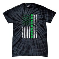 American Flag Clovers St Patricks Day Vintage Irish Shamrock Tie-Dye T-Shirt