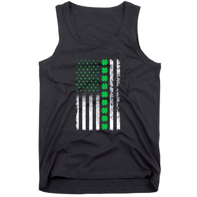 American Flag Clovers St Patricks Day Vintage Irish Shamrock Tank Top