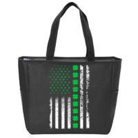 American Flag Clovers St Patricks Day Vintage Irish Shamrock Zip Tote Bag