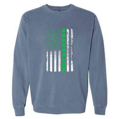 American Flag Clovers St Patricks Day Vintage Irish Shamrock Garment-Dyed Sweatshirt